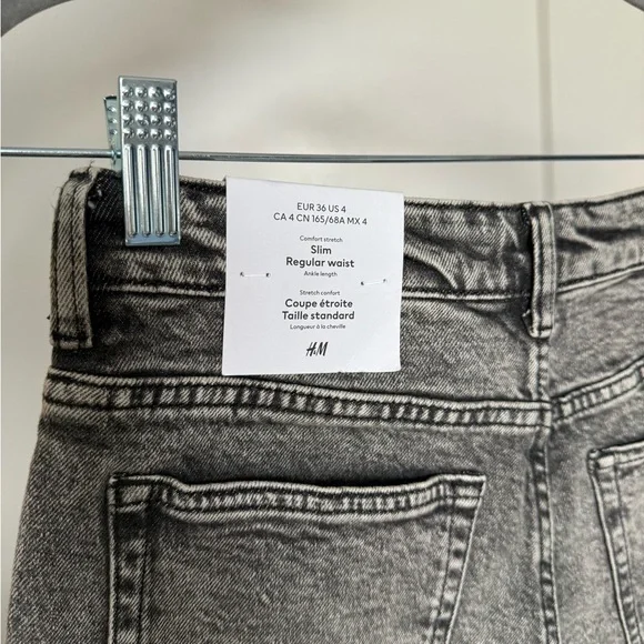 H&M Slim Regular Waist Gray Women's Jeans Ankle Length - Picture 6 of 6